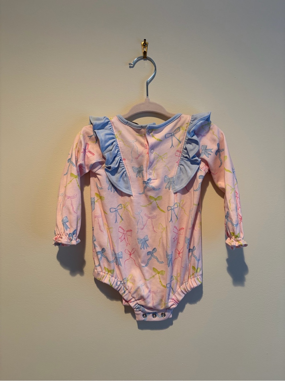 Pink Bow-Print Ruffle bubble - Picture 3 of 3